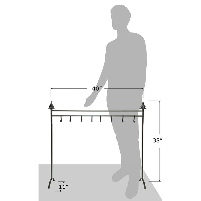 Red Co. 37.5” Christmas Tree Metal Freestanding Stocking Holder Stand Rack with 8 Hooks, Black