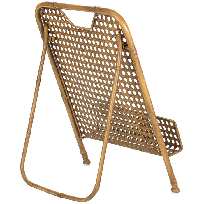 Red Co. 13.5 x 10 inch Decorative Foldable Metal Wire Bamboo Cookbook Stand & Recipe Holder, Aged Gold