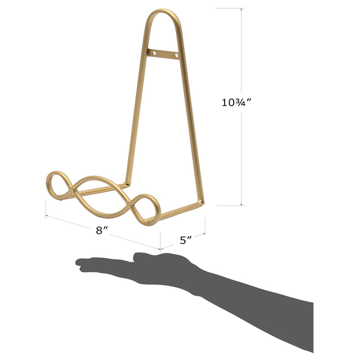 Red Co. Easel Display Rack Stand for Decorative Home Wall, Unique Loop Design, 8" W × 5" D × 11" H, Gold