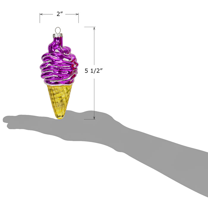 Red Co. 4.5” Small Decorative Glass Hanging Christmas Tree Ornaments – Set of 2 Assorted Ice Cream Cones