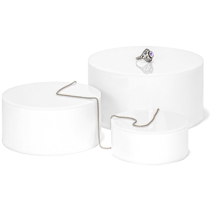 Red Co. Set of 3 Sizes Acrylic Round Cylinder Display Nesting Riser Stands with Hollow Bottoms