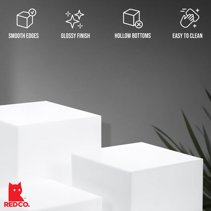 Red Co. Set of 3 Crystal Clear Acrylic Cube Display Nesting Riser Stands with Hollow Bottoms