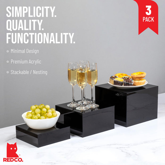 Red Co. Set of 3 Acrylic Cube Display Nesting Risers with Hollow Bottoms