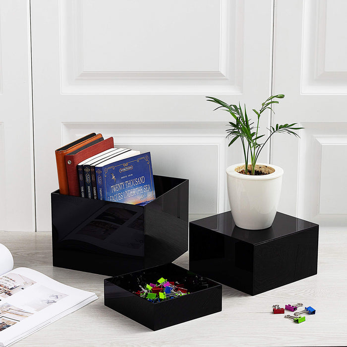 Red Co. Set of 3 Acrylic Cube Display Nesting Risers with Hollow Bottoms