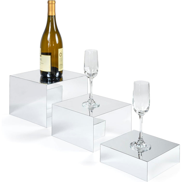 Red Co. Set of 3 Acrylic Cube Display Nesting Risers with Hollow Bottoms