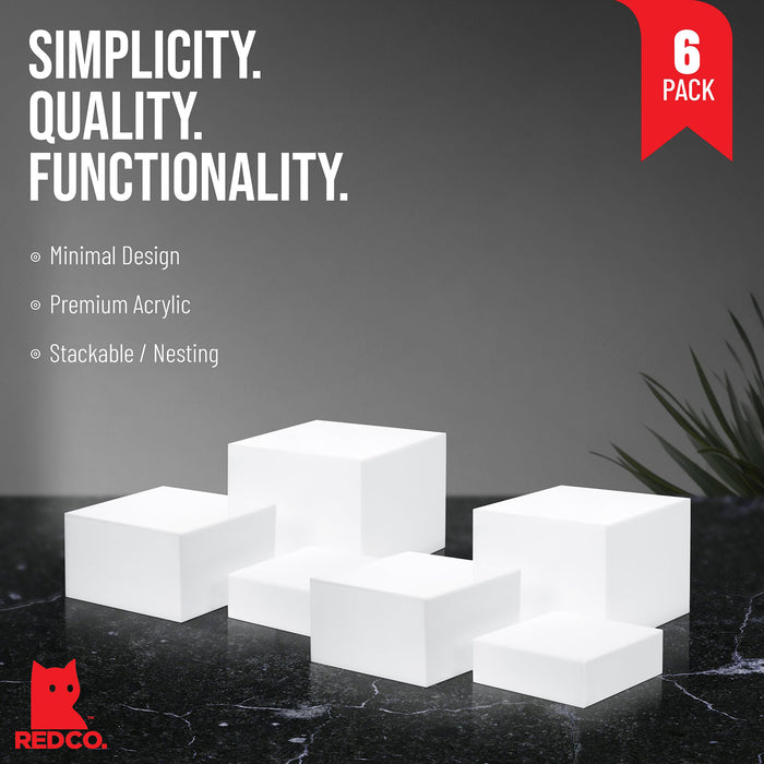 Red Co. Set of 3 Acrylic Cube Display Nesting Risers with Hollow Bottoms