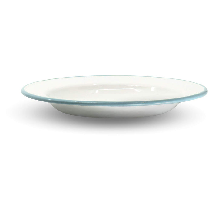 Red Co. Set of 4 Enamelware Metal Classic 8" Round Salad Plate, Solid White/Color Rim