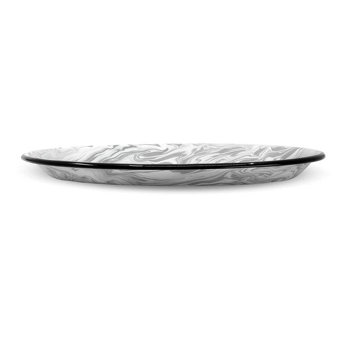 Red Co. Enamelware Metal Classic 13 inch Serving Oval Tray Platter, Swirl Design