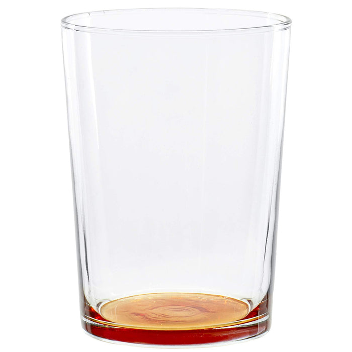 Large Rocks Clear Multi Colored Base Drinking Glass for Water, Juice, Beer, Whiskey, and Cocktails, 16 Ounce - Set of 6