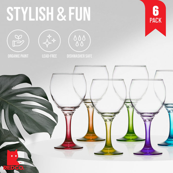 Orion Multi Colored Party Stemmed Wine Glasses, 12 oz, Set of 6