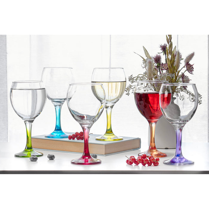 Orion Multi Colored Party Stemmed Wine Glasses, 12 oz, Set of 6