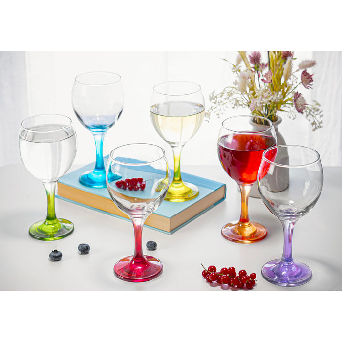 Orion Multi Colored Party Stemmed Wine Glasses, 12 oz, Set of 6