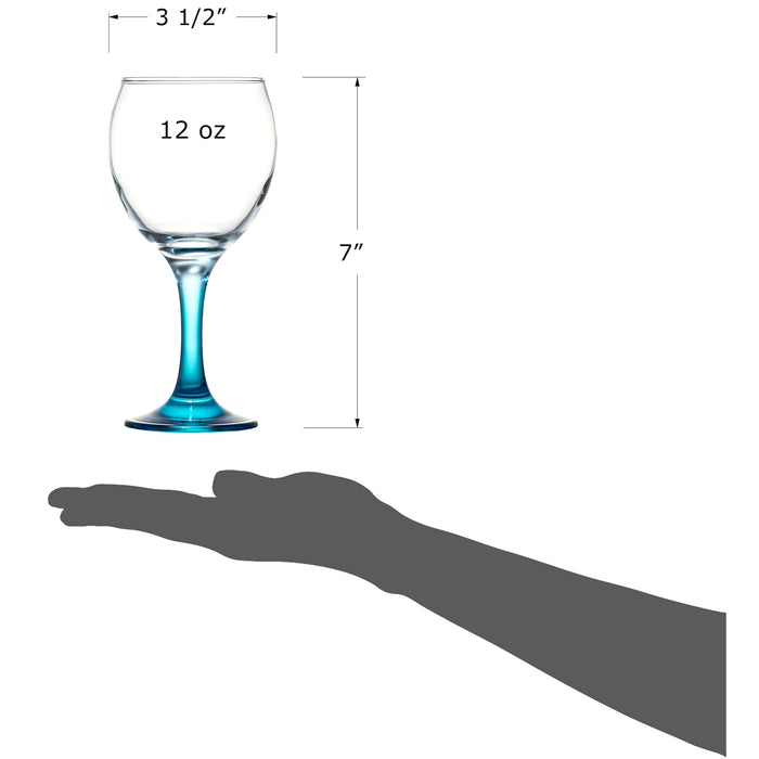 Orion Multi Colored Party Stemmed Wine Glasses, 12 oz, Set of 6