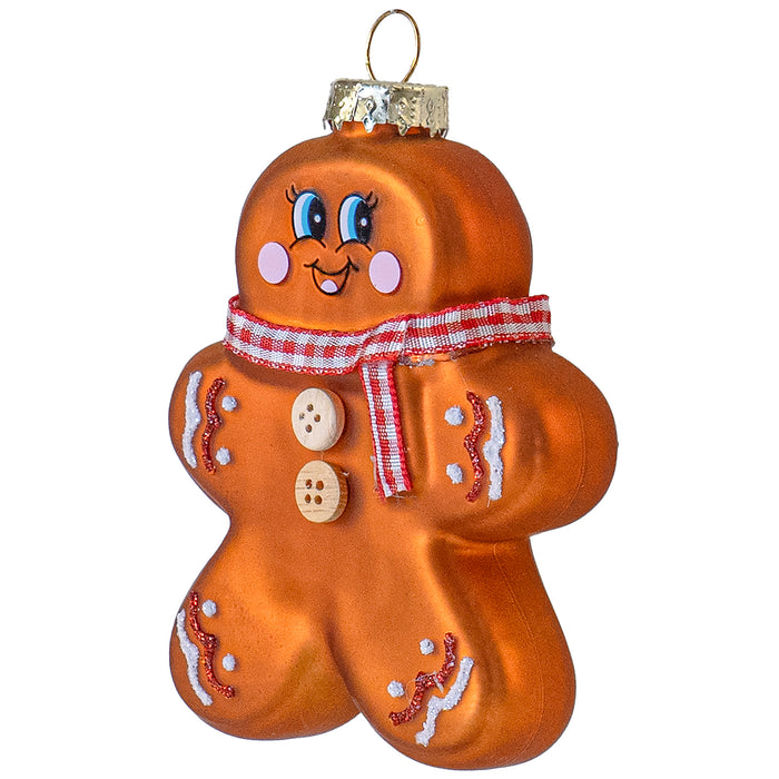 Red Co. Set of 6 Mini Decorative 4” Christmas Tree Glass Ornaments, Assorted Gingerbread Men