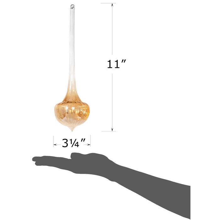 Red Co. Set of 4 Assorted 11” Long Decorative Glass Hanging Christmas Tree Ornaments, Champagne Gold