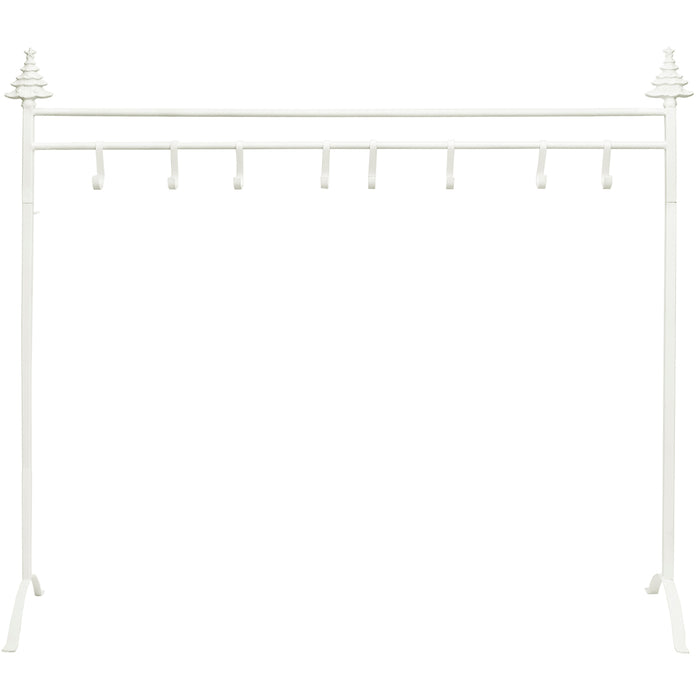 Red Co. 37.5” Christmas Tree Metal Freestanding Stocking Holder Stand Rack with 8 Hooks, White