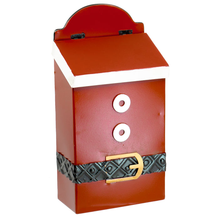 Red Co. Santa Claus Suit Metal Wall-Hanging Mailbox Storage Bin, Decorative Christmas Post Office Box for Outdoor & Indoor - 12.5 Inches