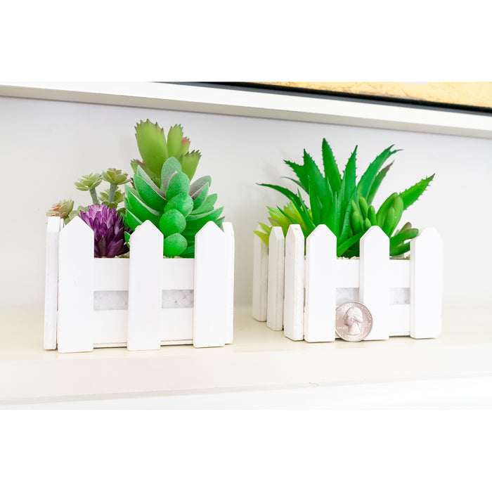 Set of 2 Assorted Decorative Faux Succulents, Artificial Potted Plants for Home or Office, Medium
