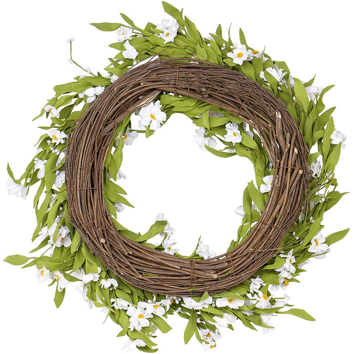 Red Co. 26 Inch White Daisy Wreath for Indoor Outdoor Front Door Walls Windows and Party Decoration