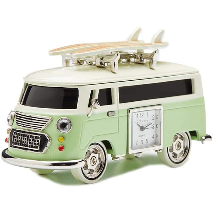 Red Co. Miniature Vintage Camper Van, Novelty Desk Table Desktop Collectors Clock - 4"