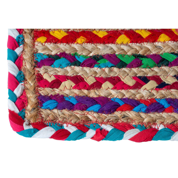 Red Co. Set of 2 Square Colorful Woven Jute Placemats, Indoor or Outdoor, 15 Inches