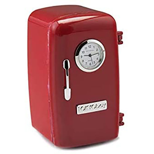 Red Co. Miniature Vintage Refrigerator - Ice Box, Novelty Desk Table Desktop Collectors Clock - 4.75"