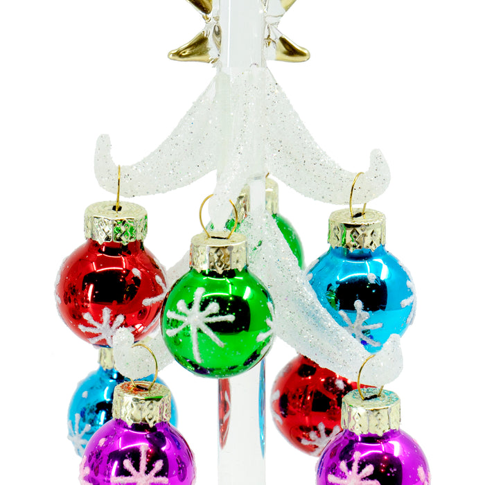 Red Co. Glass Christmas Tree Tabletop Display Decoration with Assorted Ball Ornaments, Holiday Season Decor, 5 Inches, Set of 3