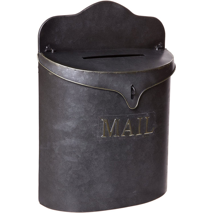 Red Co. Vintage Metal Canister Mail Box, Wall Mounted Lockable Post Mailbox Storage, 15-inch