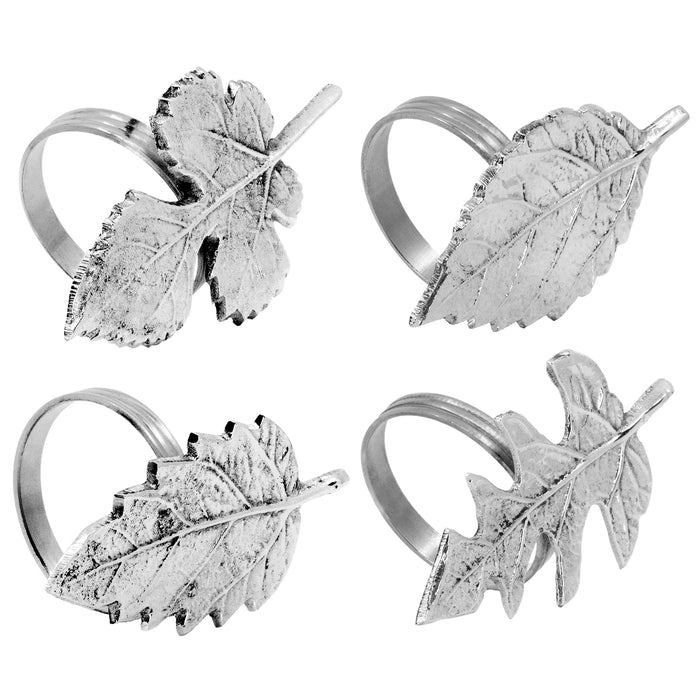 Red Co. Set of 4 Assorted Leaf Napkin Rings Adornment for Weddings, Dinner, Parties & Everyday Use, Table Decoration Ideas