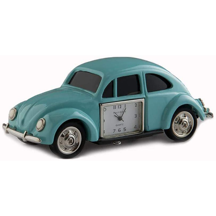 Red Co. Miniature Vintage Beetle Car, Novelty Desk Table Desktop Collectors Clock - 4"