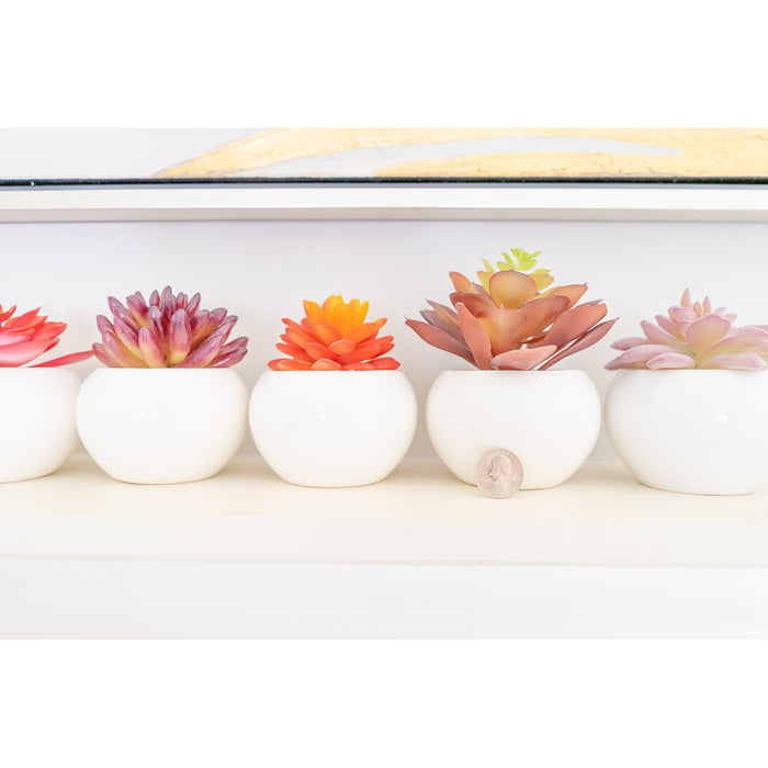 Red Co. Set of 6 Assorted Decorative Faux Succulents, Artificial Potted Plants for Home or Office, Small