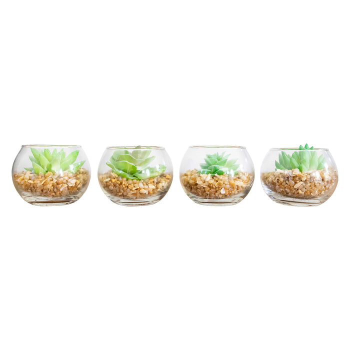 Red Co. Set of 4 Assorted Decorative Faux Succulents, Artificial Potted Plants for Home or Office, Small