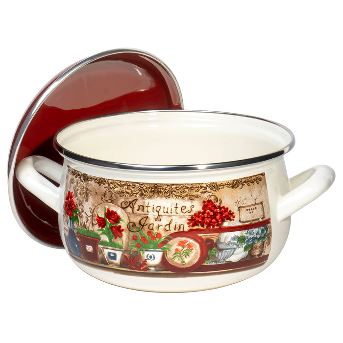 Enamel On Steel Round Covered Stockpot - Pasta Stock Stew Soup Casserole Dish Cooking Pot with Lid