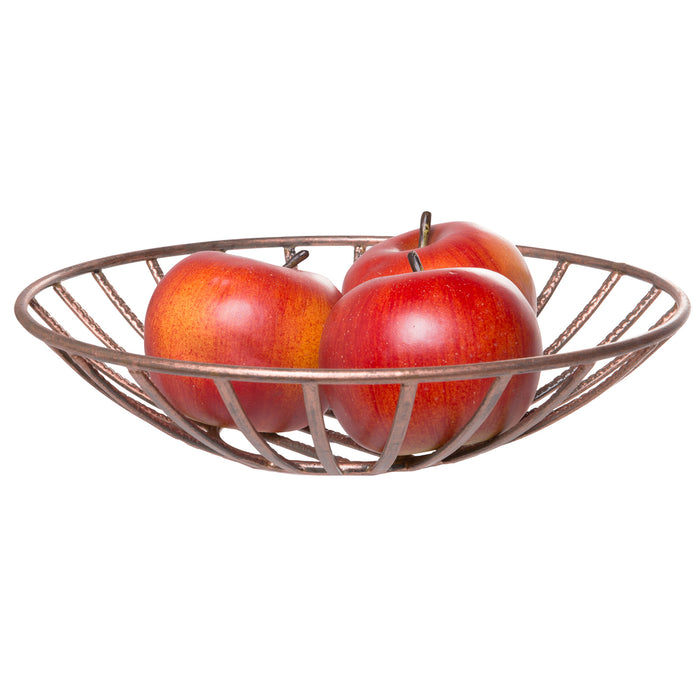 Red Co. Round Iron Wire Basket, Centerpiece Décor, Decorative Bowl, Copper Finish