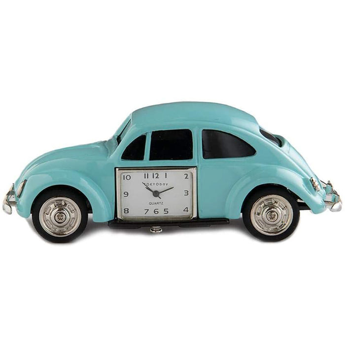 Red Co. Miniature Vintage Beetle Car, Novelty Desk Table Desktop Collectors Clock - 4"