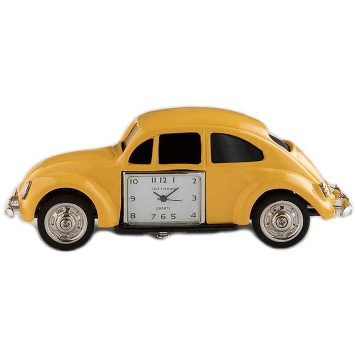 Red Co. Miniature Vintage Beetle Car, Novelty Desk Table Desktop Collectors Clock - 4"