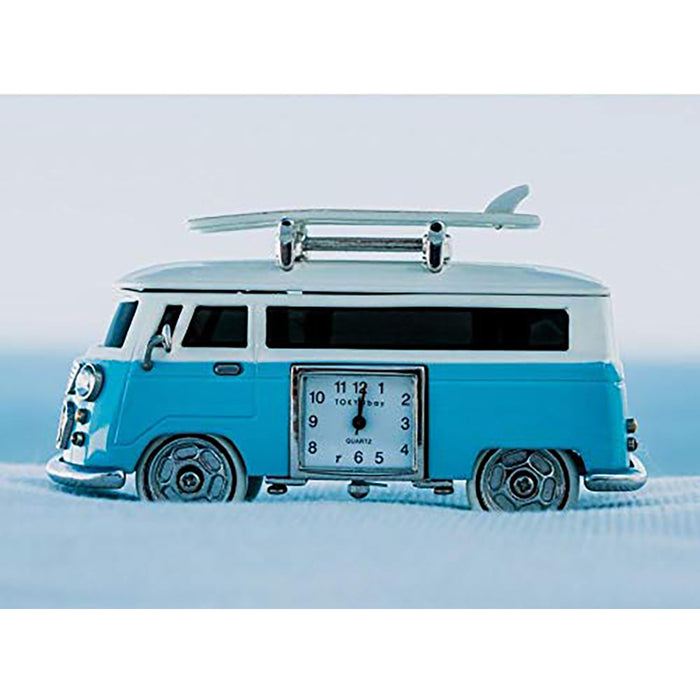 Red Co. Miniature Vintage Camper Van, Novelty Desk Table Desktop Collectors Clock - 4"
