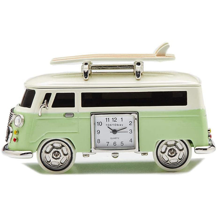 Red Co. Miniature Vintage Camper Van, Novelty Desk Table Desktop Collectors Clock - 4"