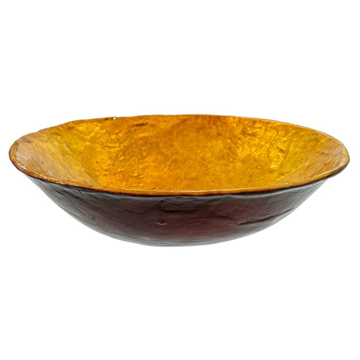 Red Co. Round Decorative Laminated Capiz Shell Mini Bowl, Burgundy Red & Amber Gold Color – 4.25 Inches