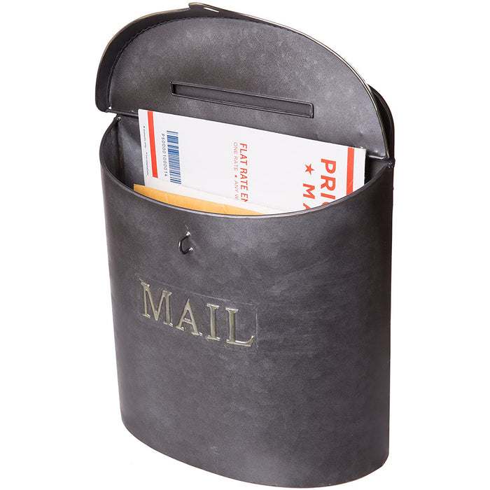 Red Co. Vintage Metal Canister Mail Box, Wall Mounted Lockable Post Mailbox Storage, 15-inch