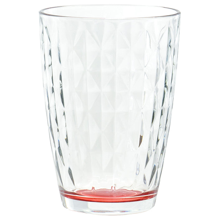 Diamond Pattern Clear Tumbler Multi Colored Base Drinking Glass for Water, Juice, Beer, Whiskey, and Cocktails, 13 Ounce - Set of 6