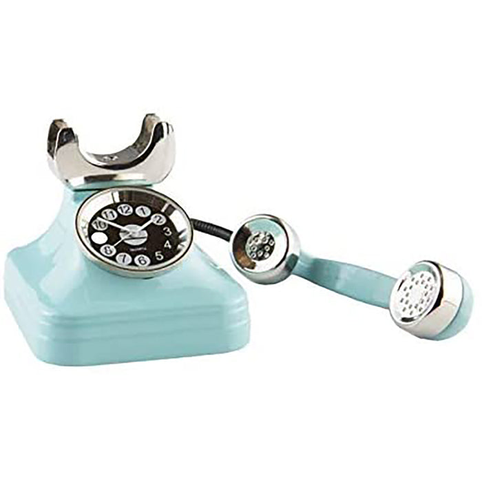 Red Co. Miniature Vintage Telephone, Novelty Desk Table Desktop Collectors Clock - 4"