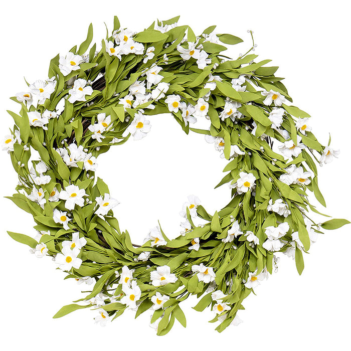 Red Co. 26 Inch White Daisy Wreath for Indoor Outdoor Front Door Walls Windows and Party Decoration