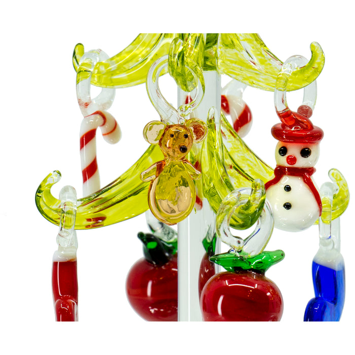 Red Co. Glass Christmas Tree Tabletop Display Decoration with Assorted Glass Ornaments, Holiday Season Decor, 5.5 Inches, Set of 2