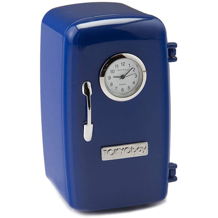 Red Co. Miniature Vintage Refrigerator - Ice Box, Novelty Desk Table Desktop Collectors Clock - 4.75"